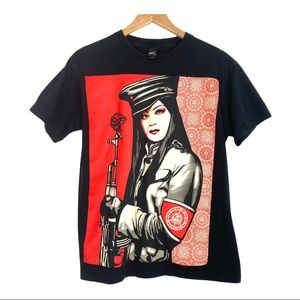 •OBEY• Tee Graphic Black Red 100% Cotton Medium